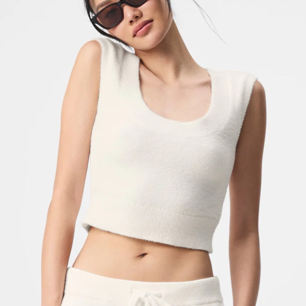 NWT Alo Snuggle Up Sweater Short Sleeve Top Ivory White Small